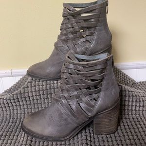 Free People Strappy Leather Bootie